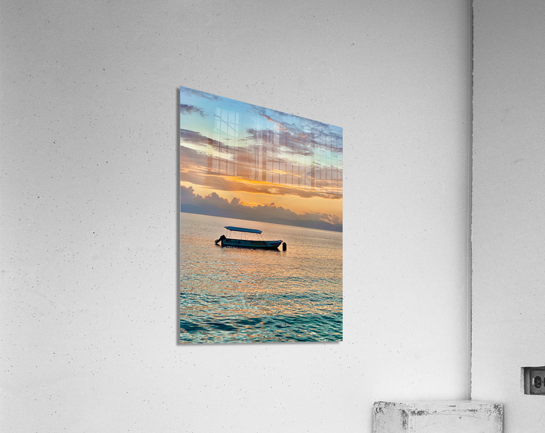 Lonely Boat at Sunset Acrylic Print