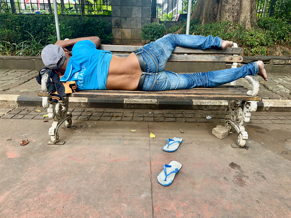 Napping on a Public Bench Jakarta Print