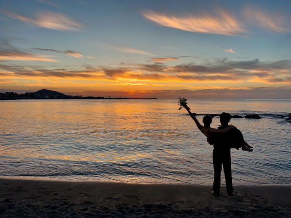 Newlyweds Sunset Beach Jeju South Korea 2 Print