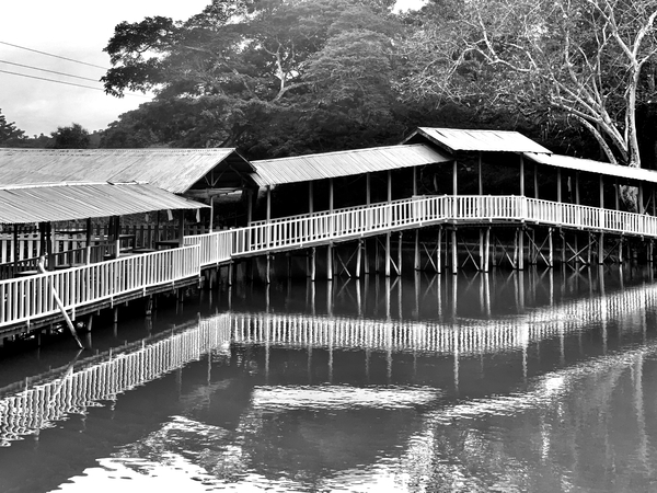 BW Covered Bridge Reflections  Print