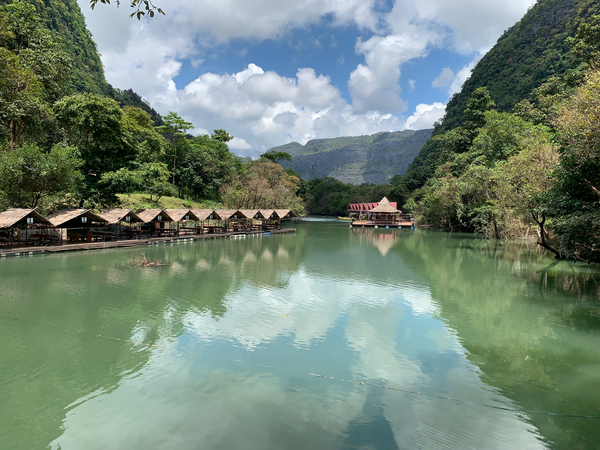 Bungalows on the Water in the Valley Print