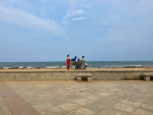 Family Bench at the Beach Print