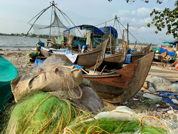Fishing Boats on the Beach Print