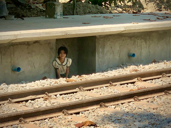 Little Girl Hiding from the Train Print