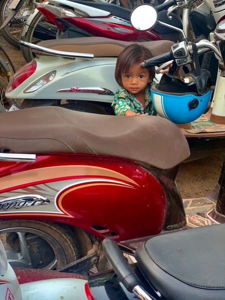 The Little Girl and the Motorbikes.  Print