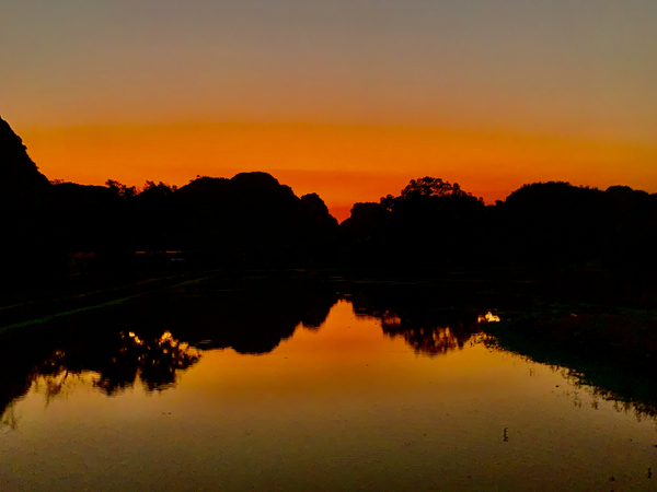 Orange Reflections over the Lake Print