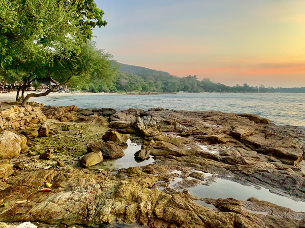 Rocky Beach at Sunset Print