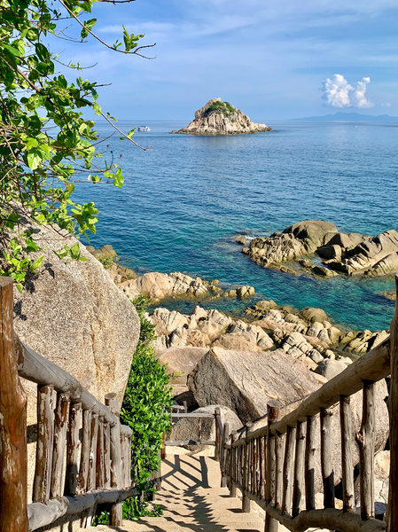 Sharks Island down the Stairs Koh Tao Thailand Print
