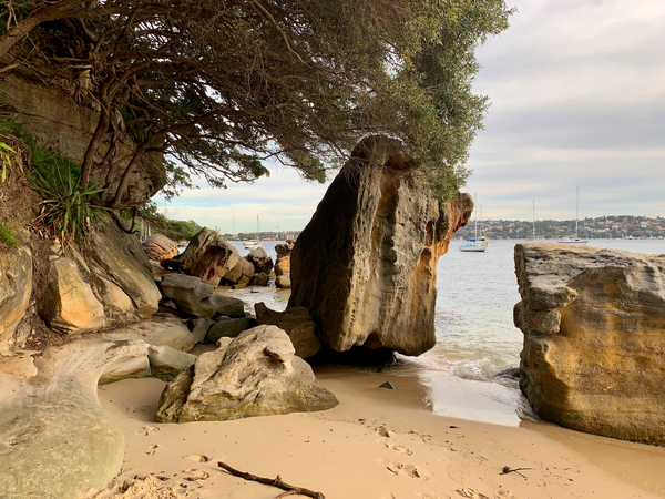 Sideway Rock on the Beach Print
