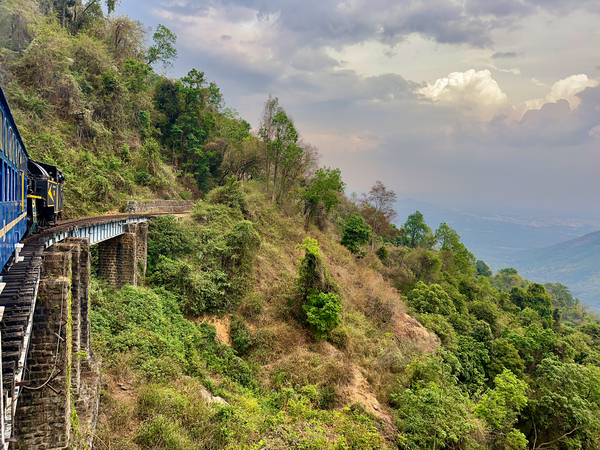 Toy Train by the Mountain Print