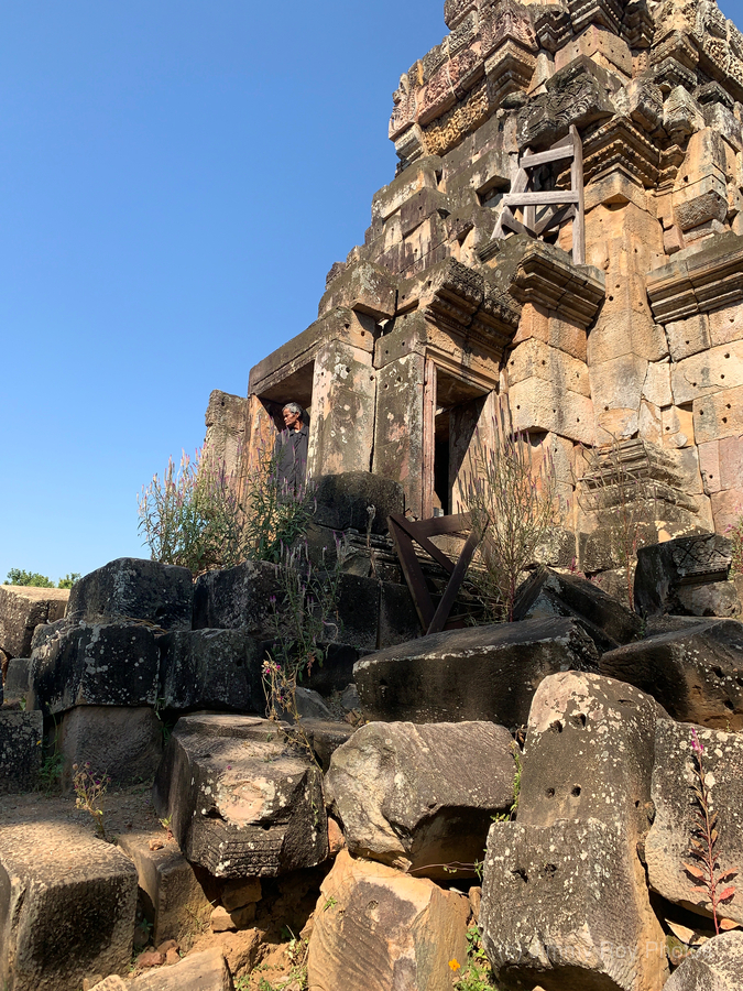 Man Looking Outside of Old Temple  Print