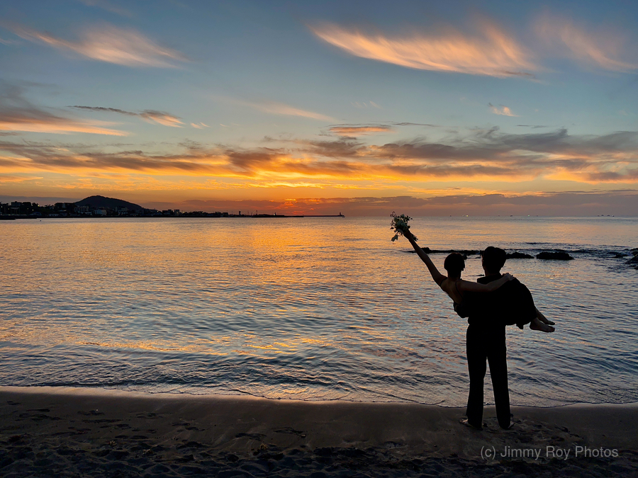 Newlyweds Sunset Beach Jeju South Korea 2  Print
