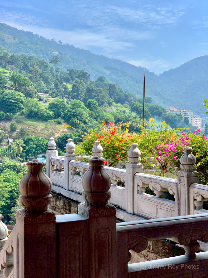 Beautiful Flowers on the Balcony with a View  Print