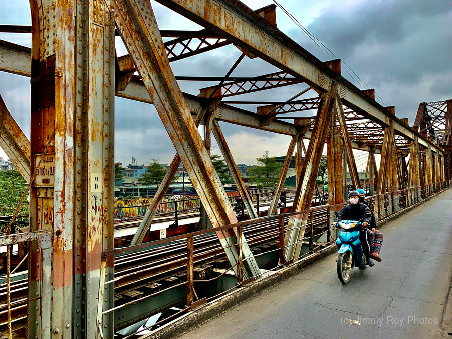 Crossing the Bridge on a Motorbike  Print