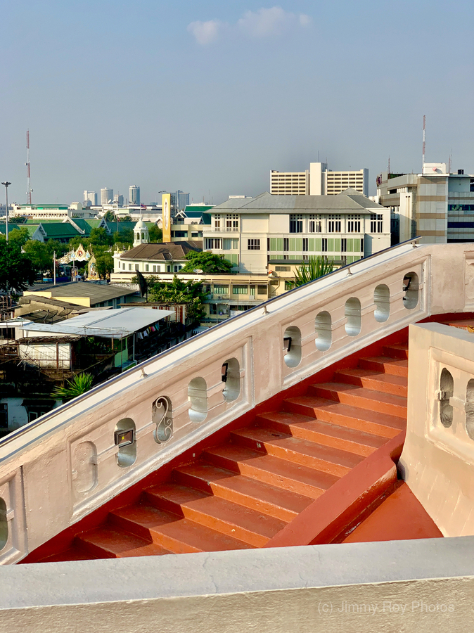 Golden Mount Temple Orange Stairs Bangkok  Print