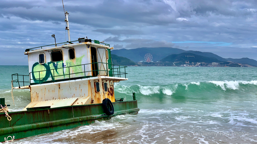 Green Boat on the Beach  Print