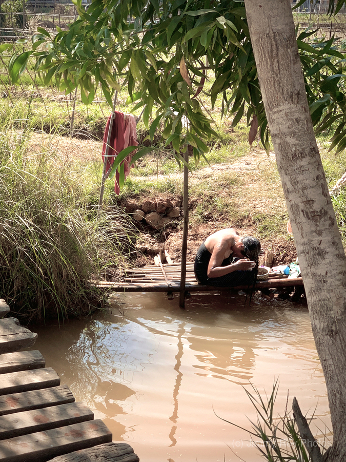 Lady Washing her Hair in the River  Print