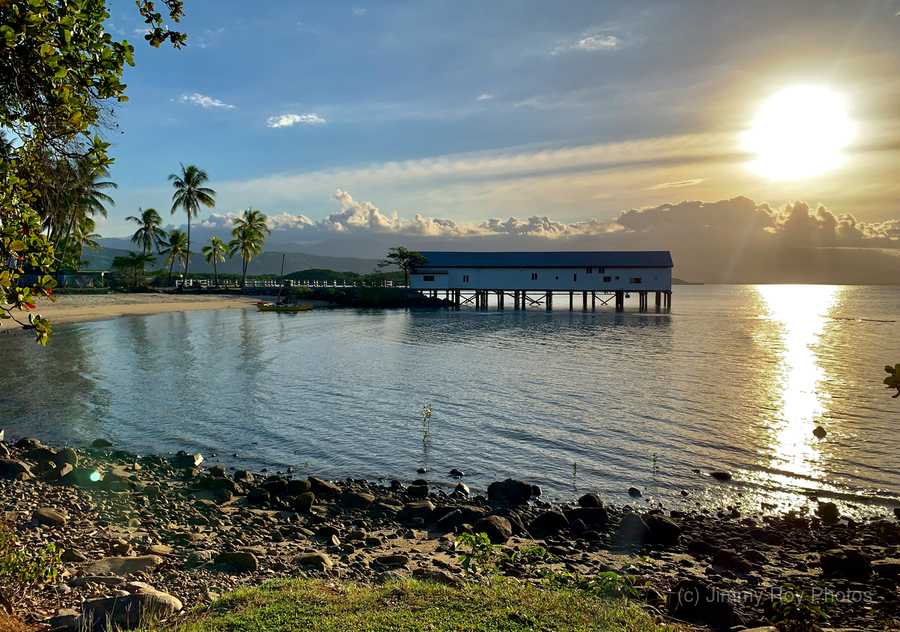 Long House on the Water at Sunset  Print