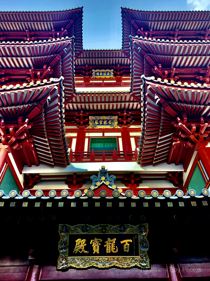Red and White Chinese Temple  Print