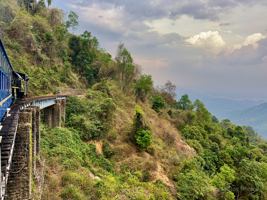 Toy Train by the Mountain  Print