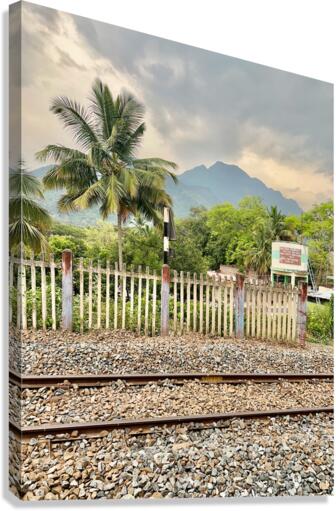 Railroad by the Mountain Canvas Print