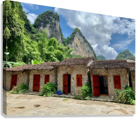 Stone Houses by the Mountain Canvas Print