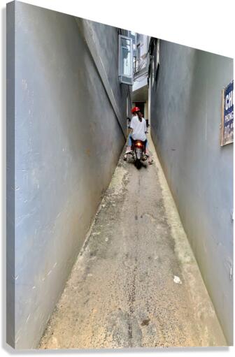 Motorbike Driving Up the Alley Canvas Print