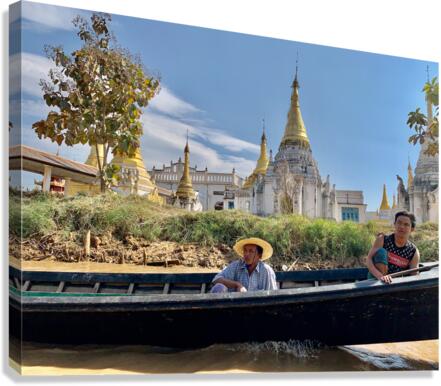 Chilling in the Boat in Front of the Temple Canvas Print