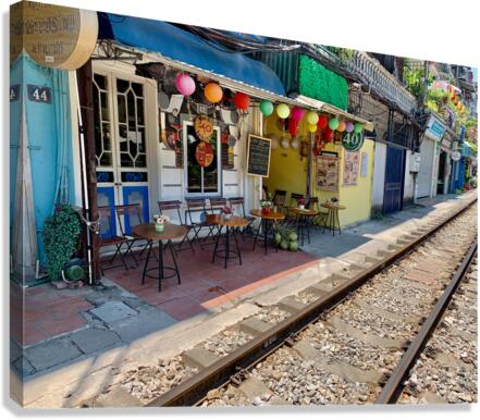 Coffee Shops by the Railroad Canvas Print