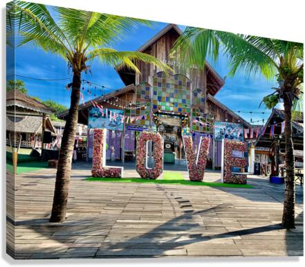 Love Sign With Palm Trees Canvas Print