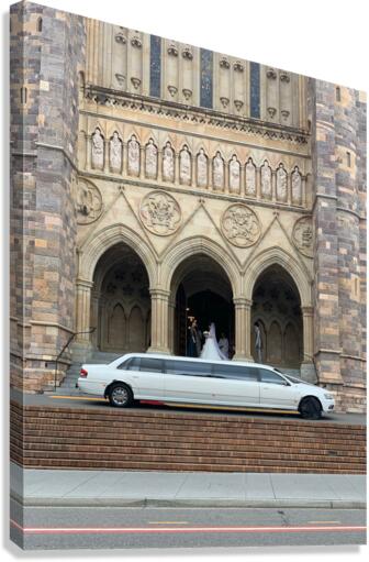 Limousine in Front of Church Canvas Print