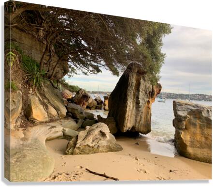 Sideway Rock on the Beach Canvas Print