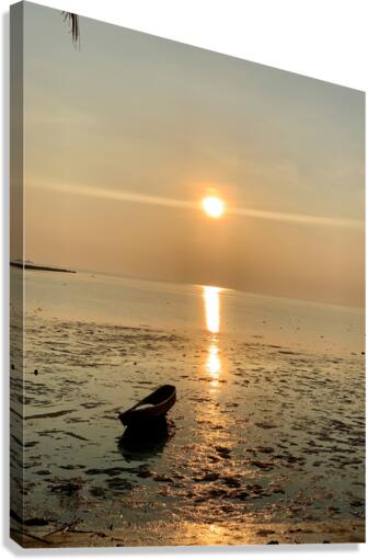 Lonely Boat at the Sunset Canvas Print