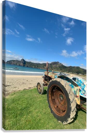 Colorful Tractor on the Beach Canvas Print