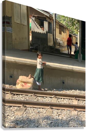 Little Girl at the Train Station Canvas Print