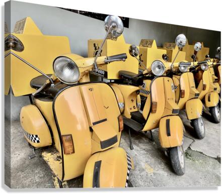 Yellow Motorbike Cabs Canvas Print
