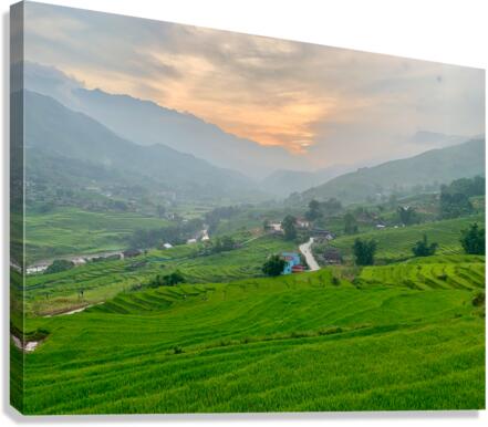 Sunset Over Sapa Rice Field Canvas Print