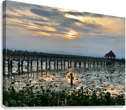Amazing Walkway on the Lake at Sunset 2 Canvas Print