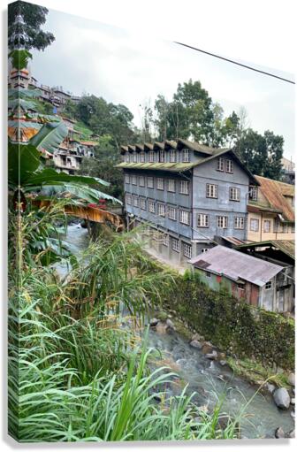 Blue House by the River 1 Canvas Print