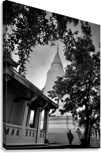 BW Monk  Stupa Canvas Print