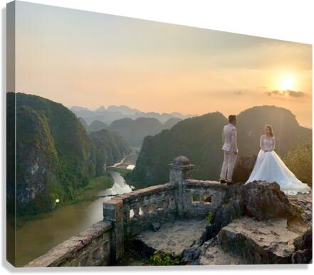 Beautiful Newlyweds at Hang Mua Cave Vietnam 1 Canvas Print
