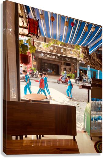 Kids Wearing Blue Canvas Print