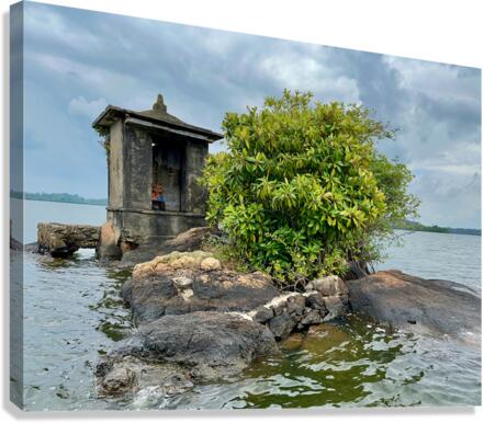 Mini Temple on the Lake Sri Lanka  Impression sur toile