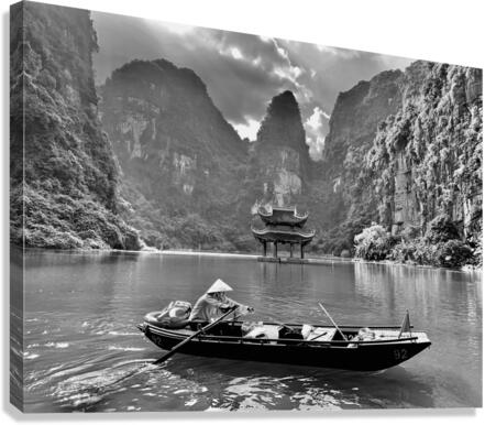 BW Lady Rowing the Boat in Vietnam Canvas Print
