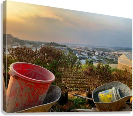 Gardening Equipment for Sunset Canvas Print