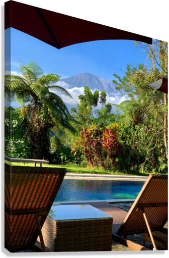 By the Pool with a view on Mount Agung Bali Canvas Print