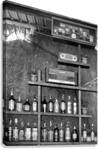 BW Alcohol Shelves Canvas Print