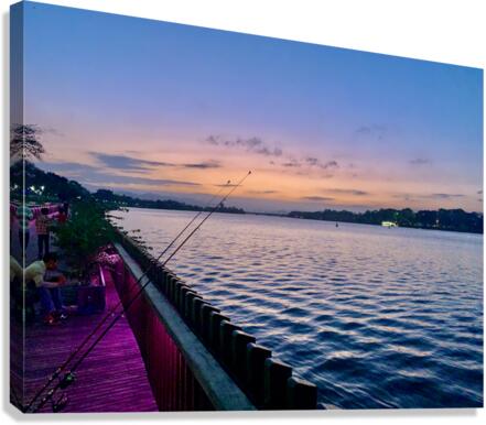 Fishing at Sunset Canvas Print