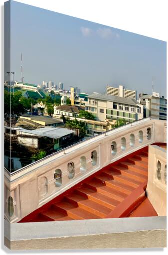 Golden Mount Temple Orange Stairs Bangkok Canvas Print