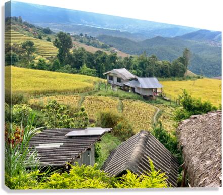 Village in the Rice Fields 2 Canvas Print